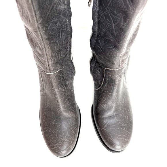 Ugg Ashur 5760 Boots Womens EU 38 US 7 Gray Crinkled Leather Knee High Boho - Picture 9 of 16